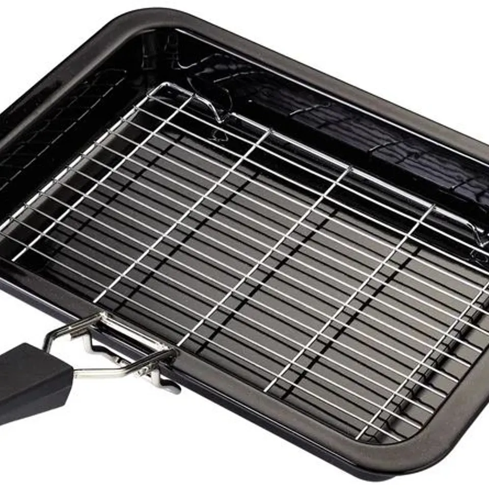 BOXED JUDGE ESSENTIALS ENAMEL, 32X25X5CM GRILL TRAY WITH RACK AND HANDLE 