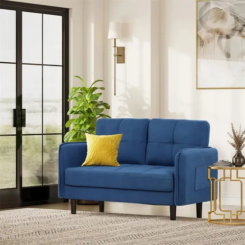 BOXED 2 SEATER SOFA, MODERN SOFA COUCH WITH THICKEN CUSHIONS, COMFY SOFA