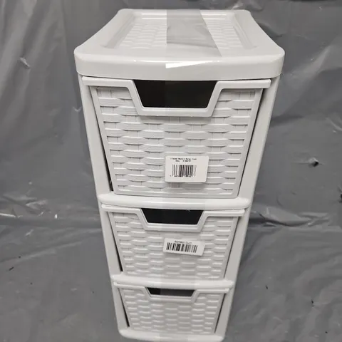 3 DRAWER MEDIUM RATTAN TOWER IN GREY