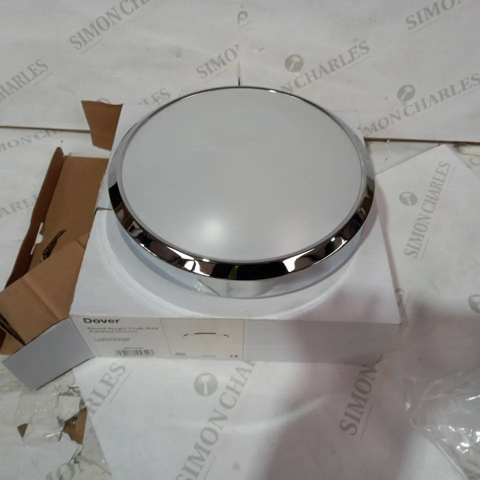BOXED DOVER ROUND ACRYLIC FLUSH IP44 - POLISHED CHROME 