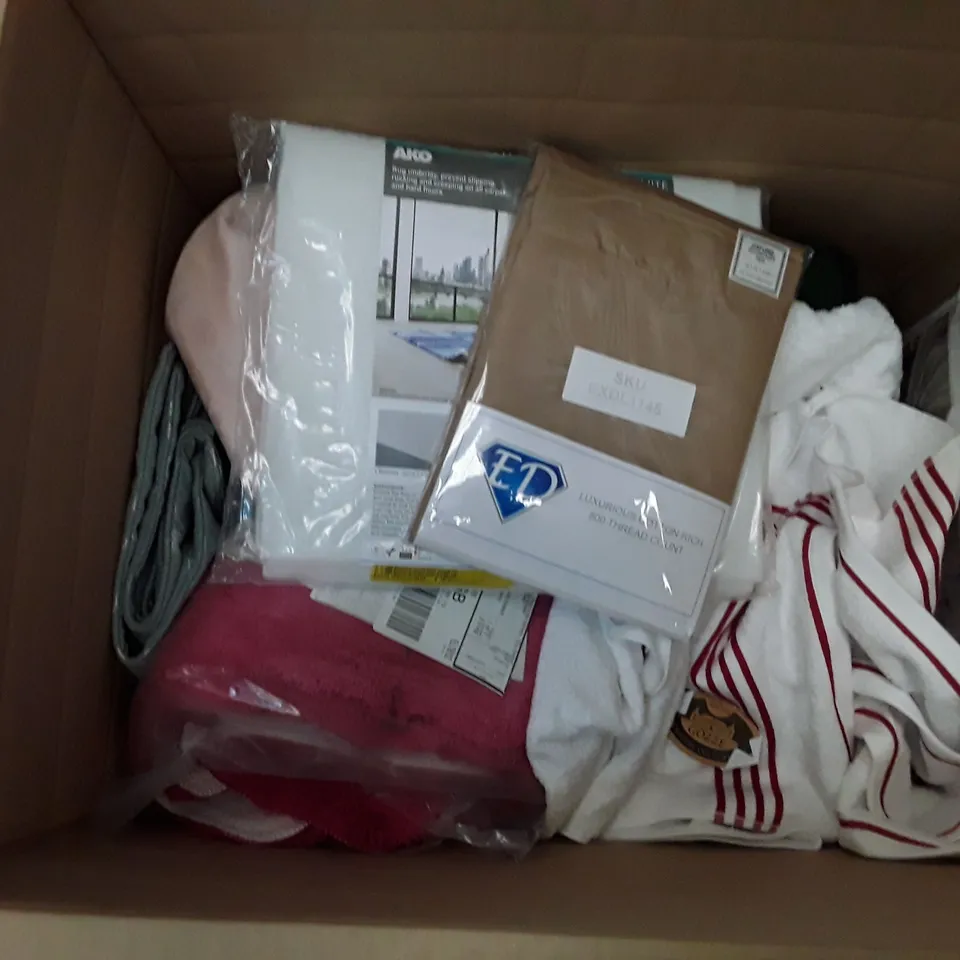 BOX TO CONTAIN AN ASSORTMENT OF CURTAINS, CUSHION COVERS AND THROWS ECT 
