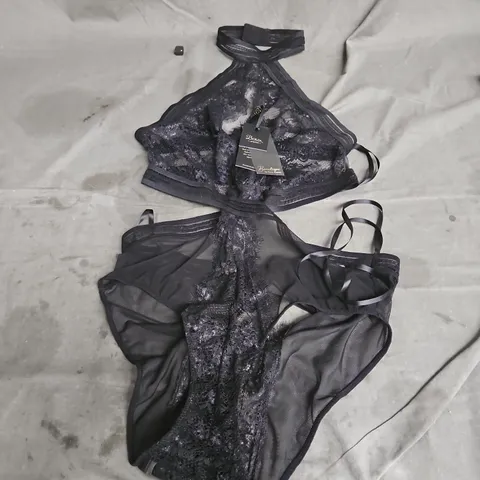 BOUX AVENUE CALLIE HIGH NECK BODYSUIT IN BLACK SIZE 12