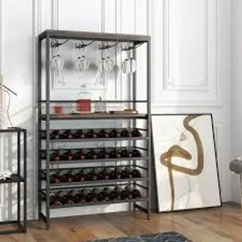 BOXED COSTWAY 2 SHELF 32 BOTTLE WINE RACK WITH GLASS HOLDERS