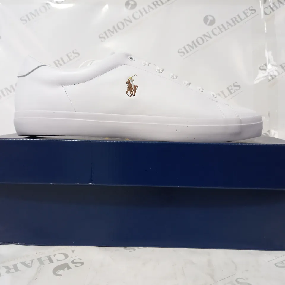 BOXED PAIR OF RALPH LAUREN POLO SHOES IN WHITE UK SIZE 12