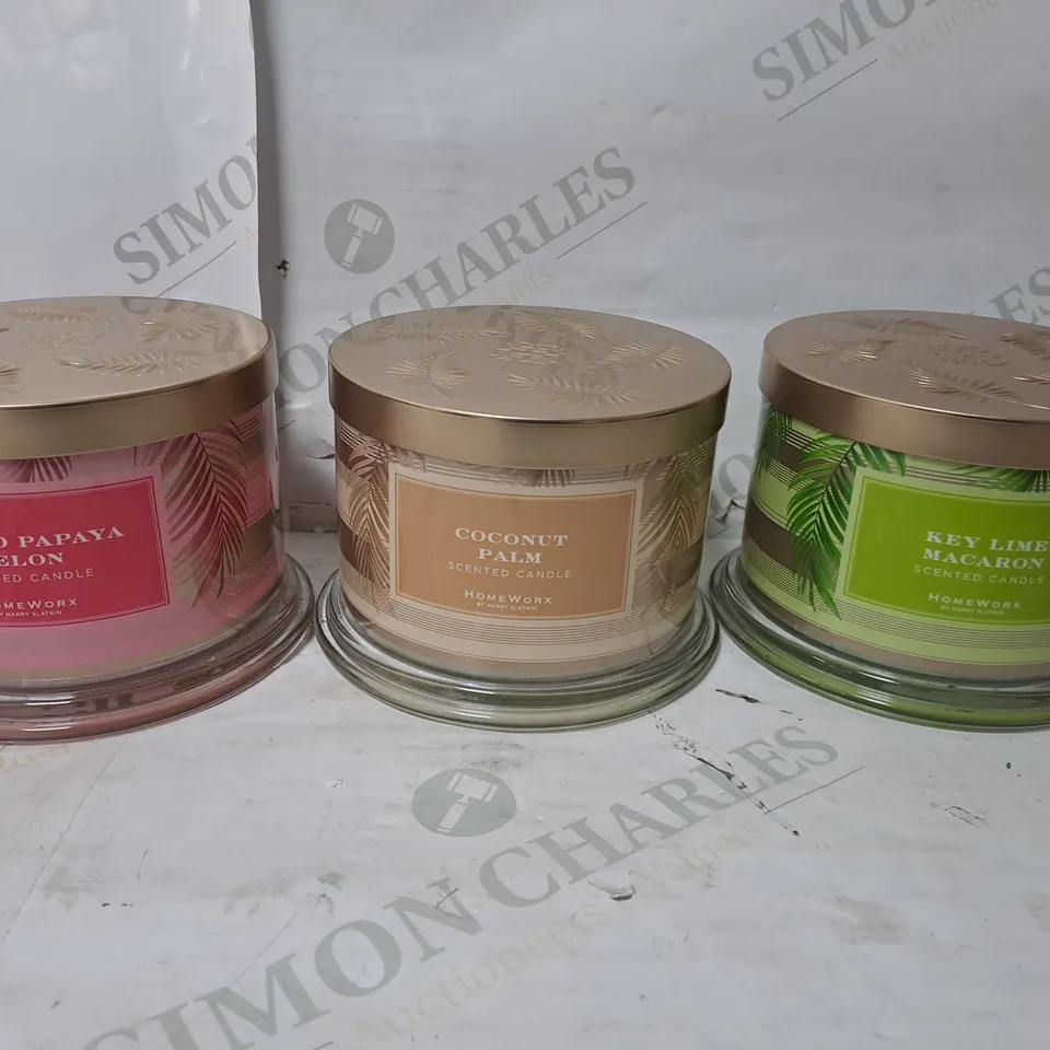HOMEWORX BY HARRY SLATKIN & CO SET OF 3 TROPICAL ISLAND 3 WICK CANDLES