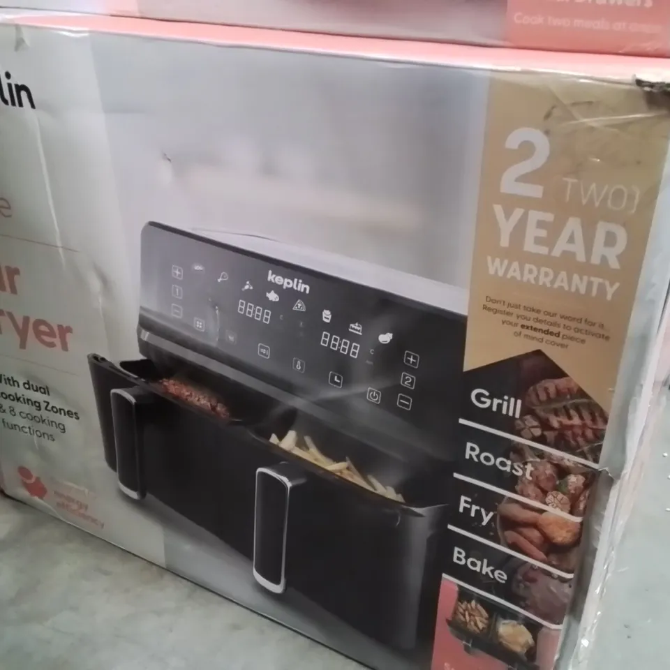 BOXED KEPLIN 9 LITRE DUAL DRAWER AIRFRYER