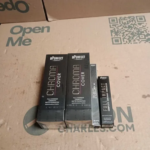 4 X ASSORTED BPERFECT COSMETIC ITEMS TO INCLUDE MATTE FOUNDATION, FULL IMPACT COMPLETE COVERAGE CONCEALER ETC