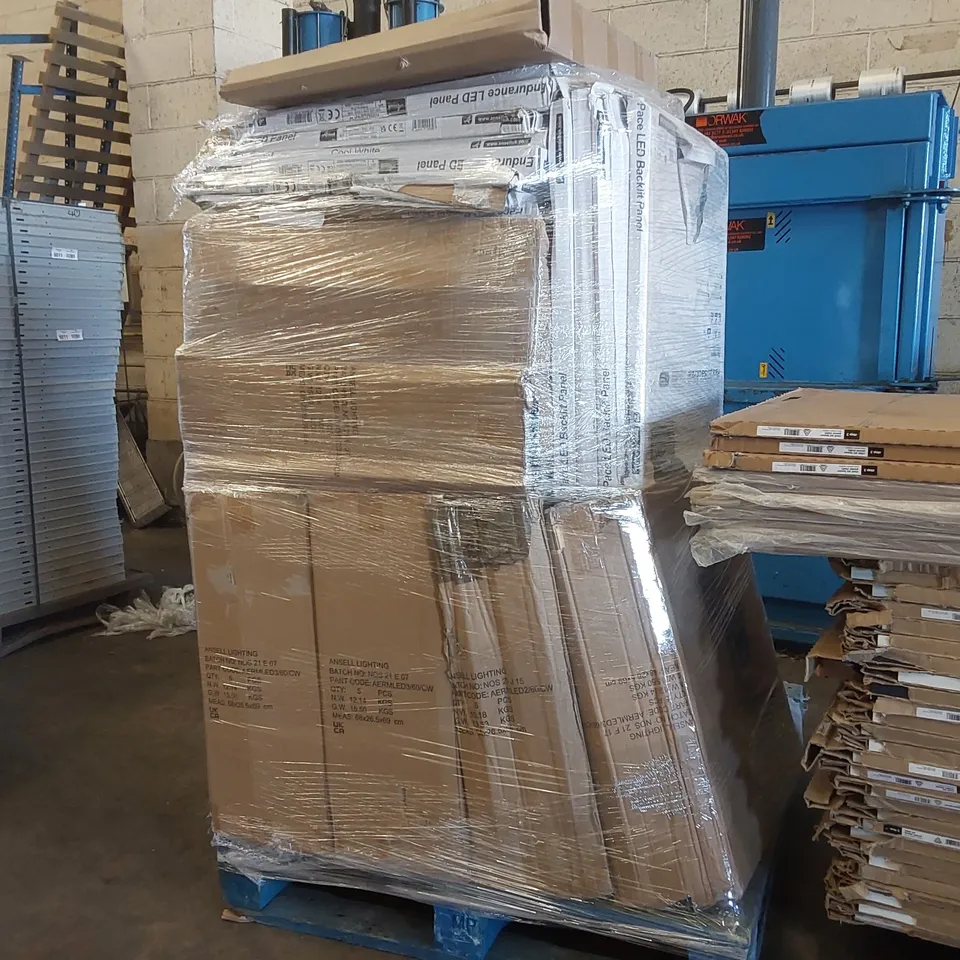 PALLET CONTAINING A LARGE AMOUNT OF ASSORTED ANSELL LIGHTING LED PANELS 
