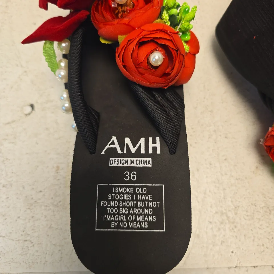 AMH DESIGN IN CHINA FLORAL EMBELLISHED SLIDE SANDALS – WOMEN'S UK 36
