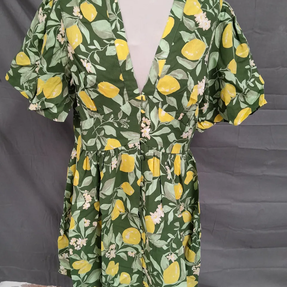 NOBODYS CHILD STARLIGHT MINI DRESS IN SERENA LEMON - UK 12