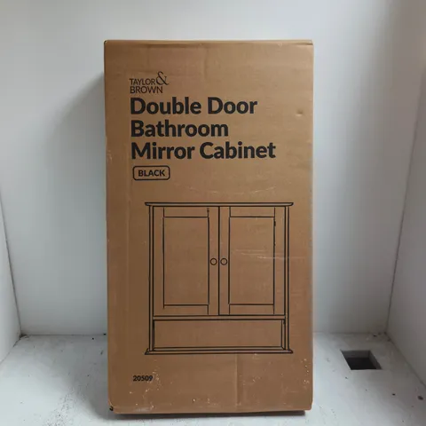 BOXED TAYLOR & BROWN DOUBLE DOOR BATHROOM MIRROR CABINET – BLACK FINISH