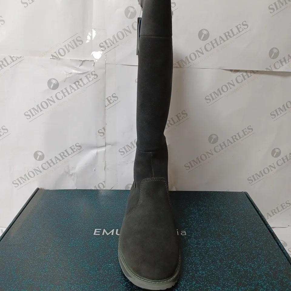 EMU AUSTRALIA "MOONTA" KNEE HIGH BOOTS - UK SIZE 6, DARK GREY - UNBOXED