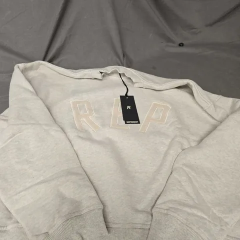 REPRESENT APPLIQUE SWEATER IN CREAM - M