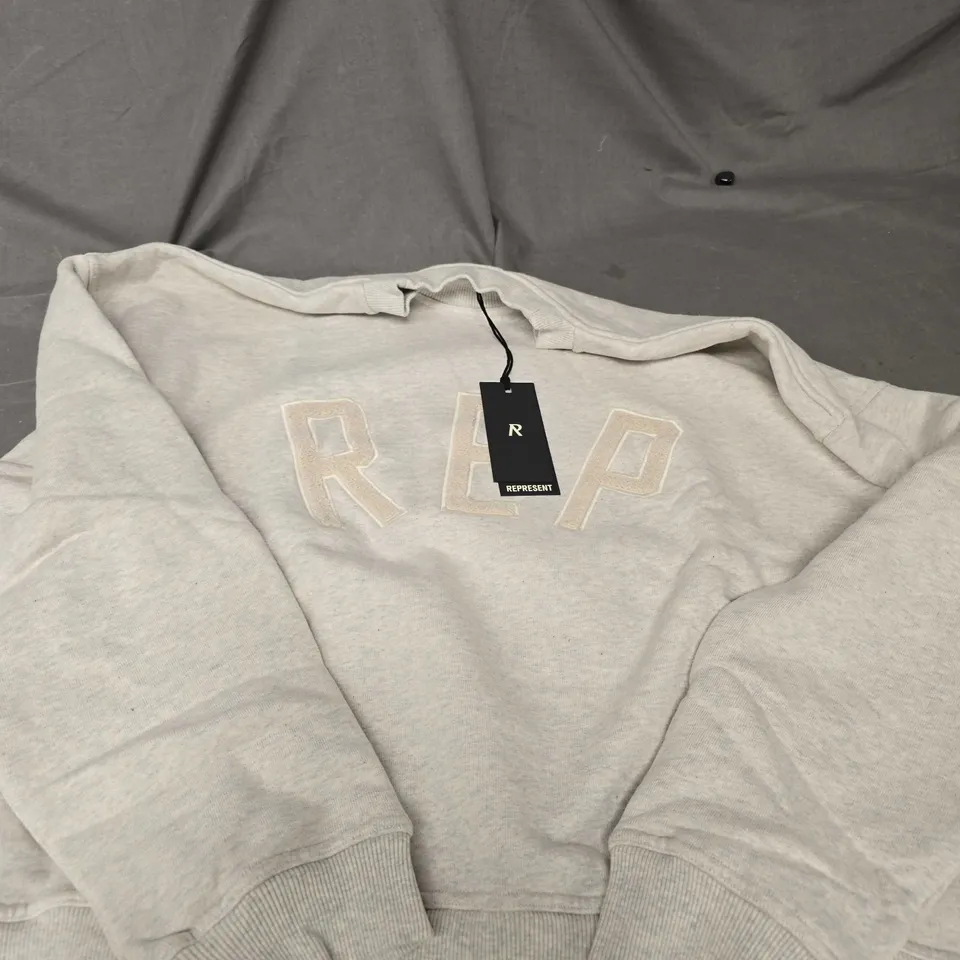 REPRESENT APPLIQUE SWEATER IN CREAM - M