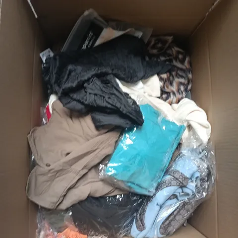 BOX OF APPROXIMATELY 20 ASSORTED CLOTHING TO INCLUDE: NUTMEG DRESS