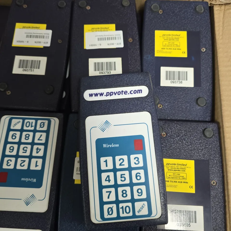 BOX OF APPROXIMATELY 45 PPVOTE CONFERENCING EQUIPMENT