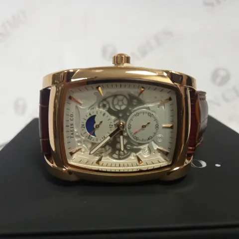 TALIS SKELETON LEATHER STRAP WRISTWATCH
