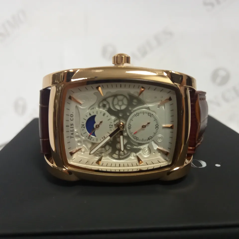TALIS SKELETON LEATHER STRAP WRISTWATCH RRP £515