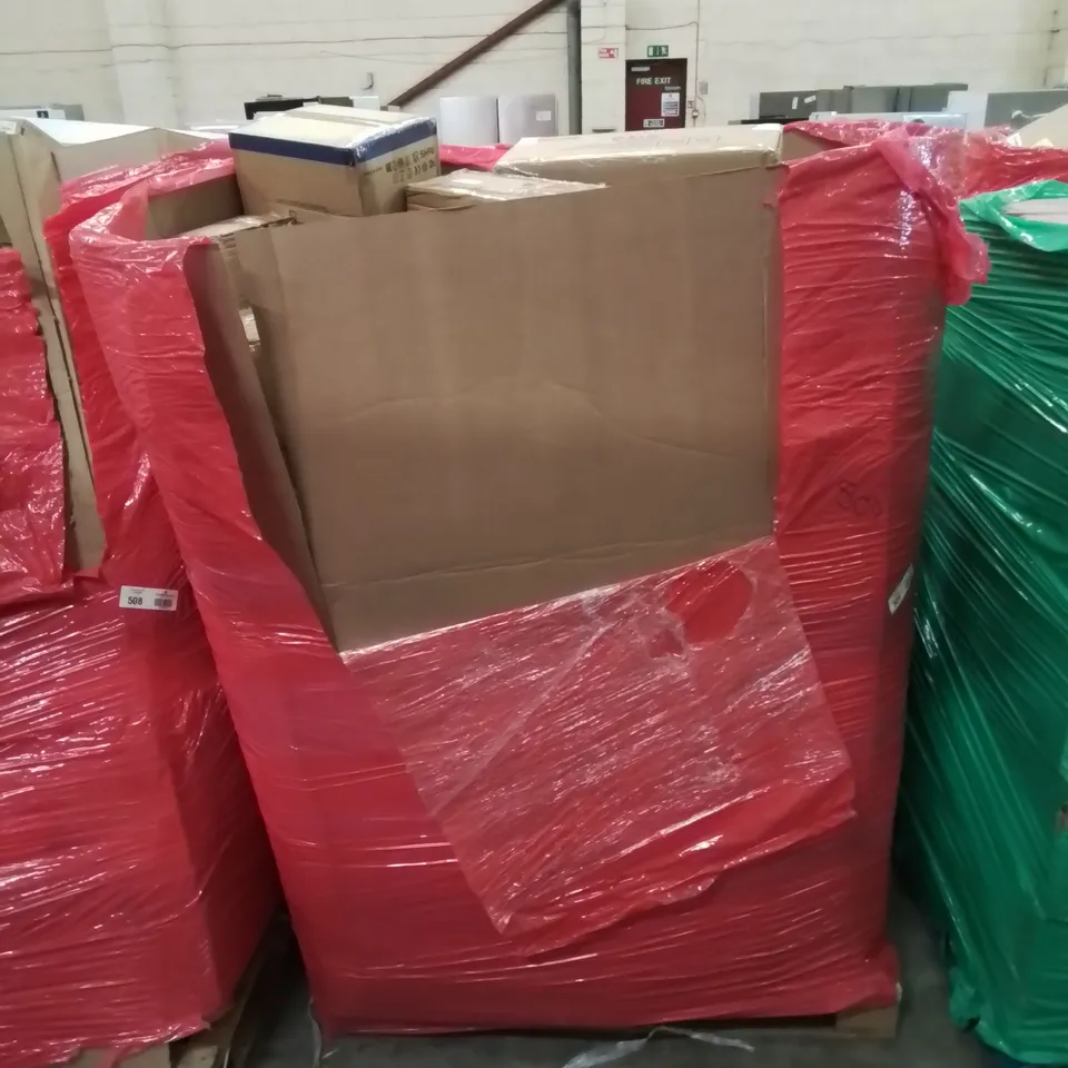 MIXED PALLET CONTAINING VARIOUS BOXED HOUSEHOLD ITEMS TO INCLUDE, AIR COOLER, TUMBLING COMPOSTER AND LOTS MORE UNMARKED BOXED ITEMS