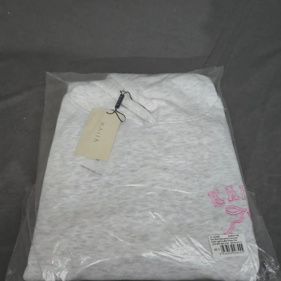 BAGGED KAIIA BOW EMBROIDED OVERSIZED HOODIE SIZE 12