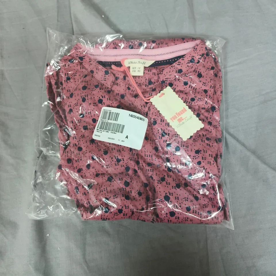 WHITE STUFF WOMEN'S PINK SPLATTER PRINT KNIT TOP – UK 14 (EU 42). BAGGED