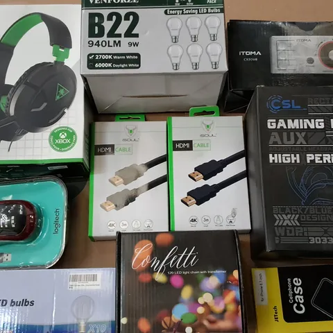 LARGE QUANTITY OF ASSORTED ITEMS TO INCLUDE TURTLE BEACH RECON 50X, ITOMA RADIO AND LOGITECH MOUSE