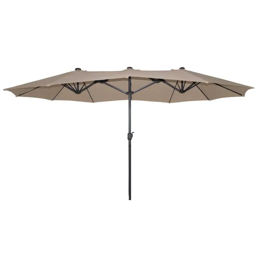 BOXED DENZEL 450cm X 270cm RECTANGULAR MARKET PARASOL - TAUPE (1 BOX)