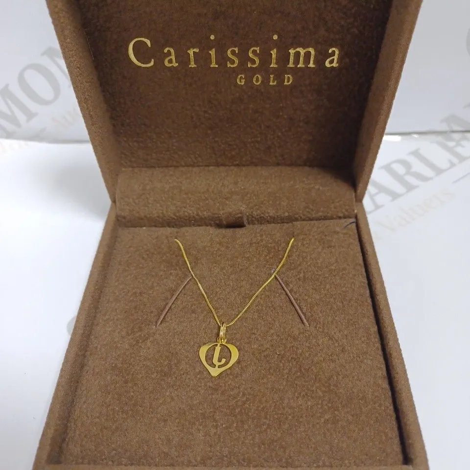 CARISSIMA GOLD EFFECT THIN CHAIN NECKLACE WITH `L` PENDANT