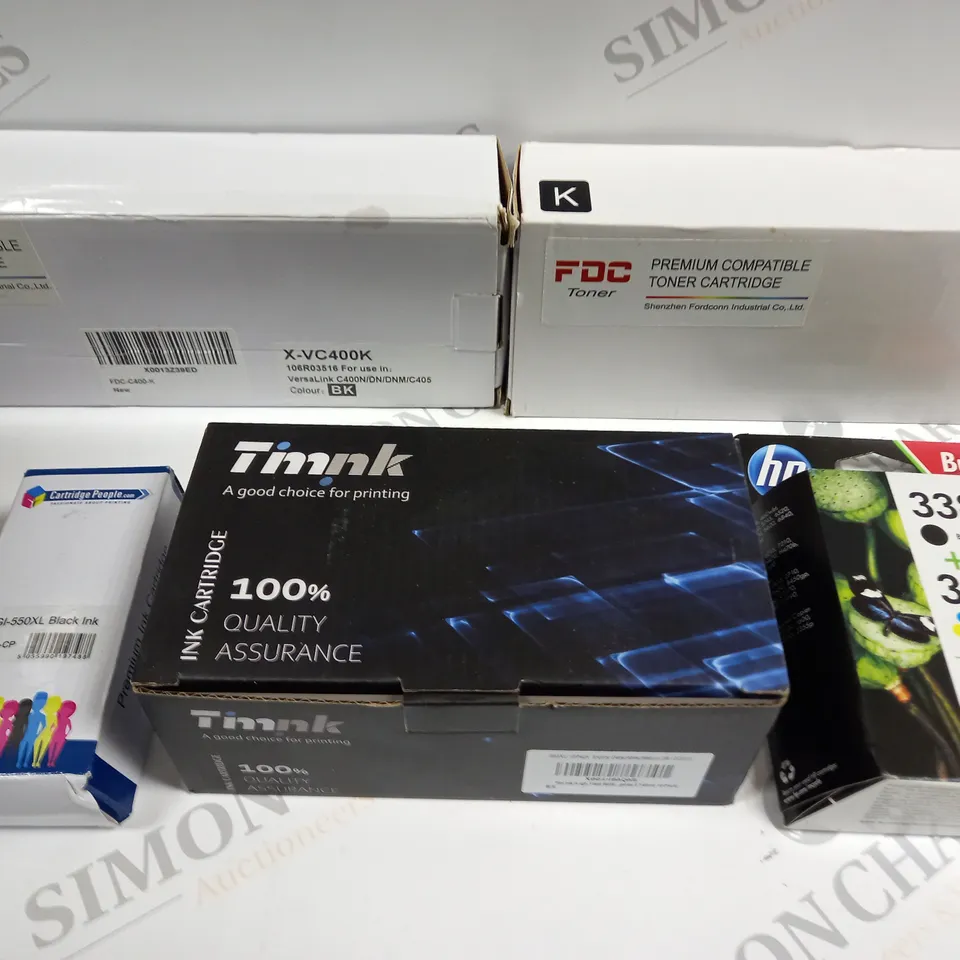 APPROXIMATELY 10 ASSORTED PRINTER ACCESSORIES TO INCLUDE INK, TONER, RIBBON ETC