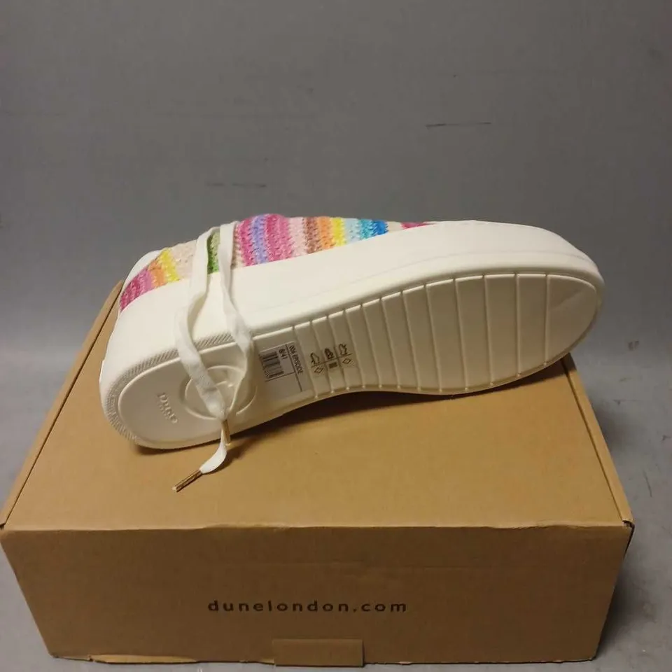 BOXED PAIR OF DUNE LONDON MULTICOLOURED TRAINERS - 8