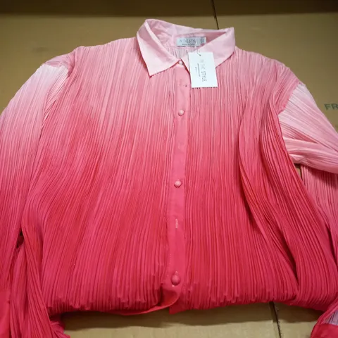 IN THE STYLE PINK/RED/WHITE RUFFLED SHIRT - SIZE 16