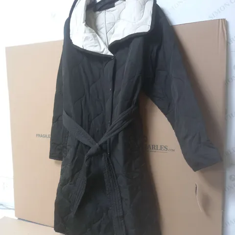 NUAGE LONG PADDED TRENCH COAT WITH BELT BLACK/SAND MEDIUM
