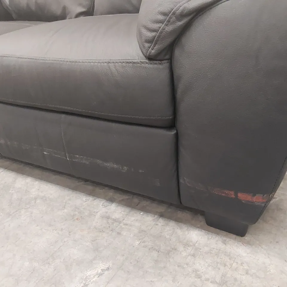 DESIGNER 2 SEATER FAUX LEATHER UPHOLSTERED SOFA - BLACK