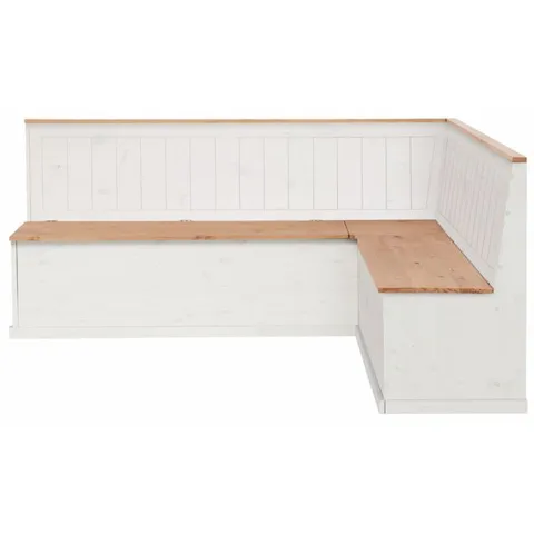 BOXED LOFT24 SARA 4 SEATER WHITE SOLID PINE WOOD L-SHAPED CORNER KITCHEN BENCH (2 BOXES)