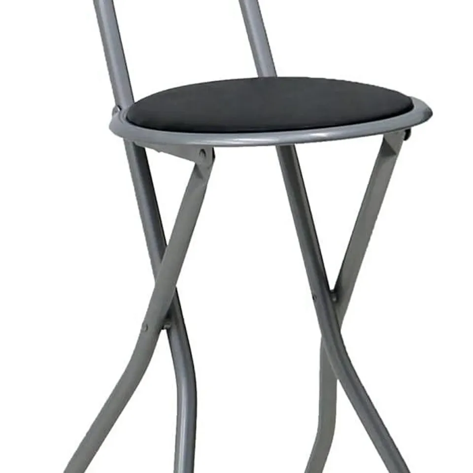 OYPLA BLACK PADDED FOLDING HIGH CHAIR BREAKFAST KITCHEN BAR STOOL
