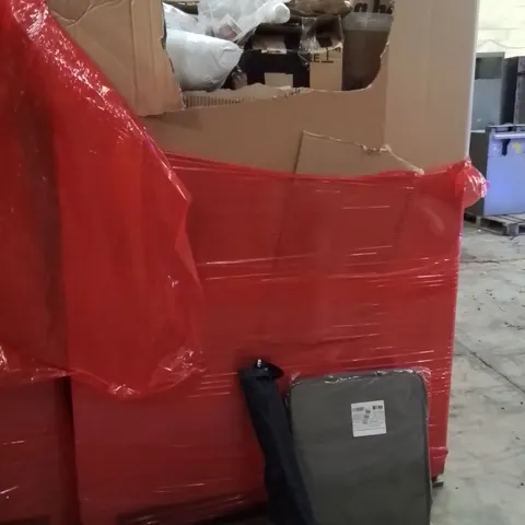 PALLET OF ASSORTED HOUSEHOLD GOODS AND PRODUCTS TO INCLUDE;LAUNDRY BASKET,BACKPACK,WALKING CRUTCHES 