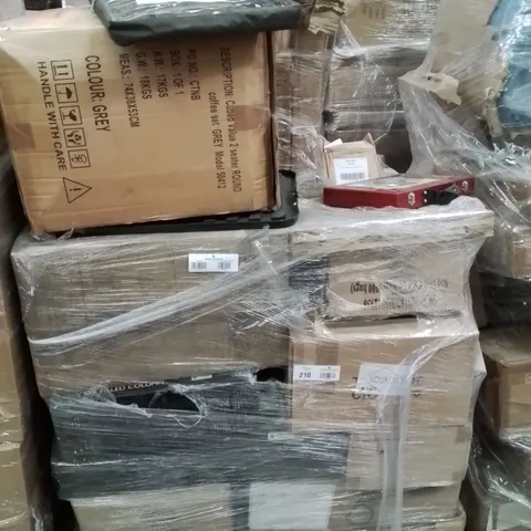 PALLET CONTAINING VARIOUS ASSORTED ITEMS TO INCLUDE: STEERING WHEEL LOCK, HALOGEN LAMP, OIL PAINTS, OIL FILLED RADIATOR ECT. 