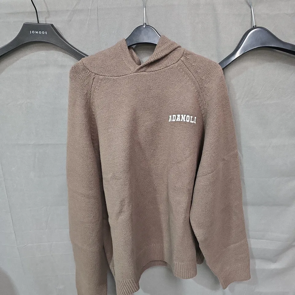 ADANOLA VARSITY KNIT HOODIE + JOGGERS – DARK COCOA BROWN/MARSHMALLOW – UK MEDIUM