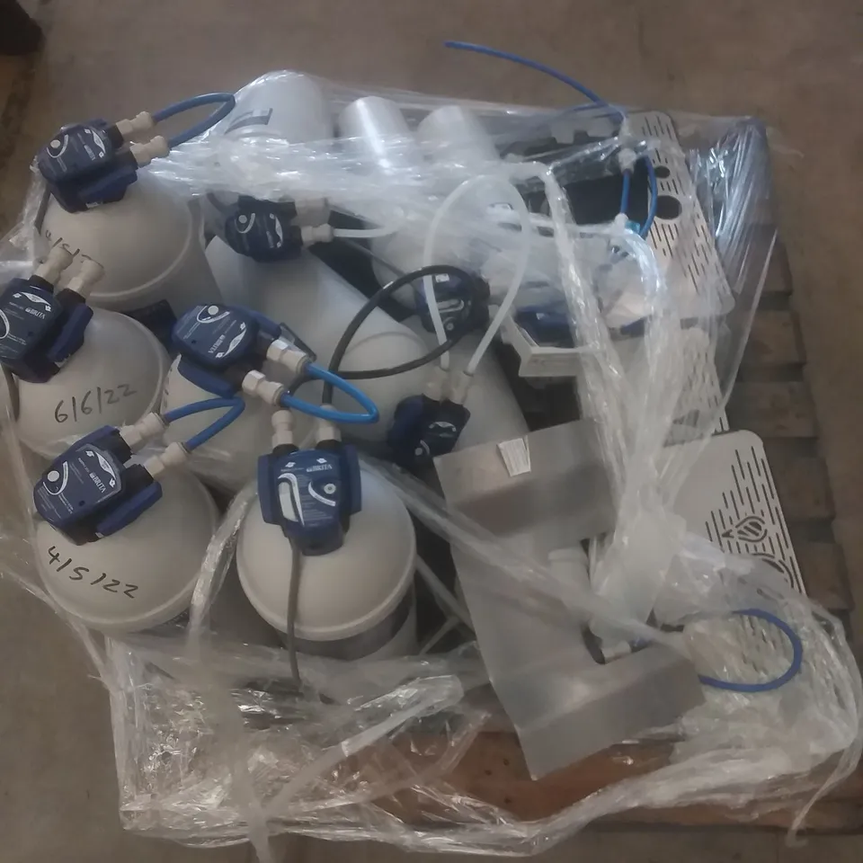 PALLET OF APPROX X9 COFFEE MACHINE FILTER SYSTEMS AND COFFEE MACHINE PARTS 
