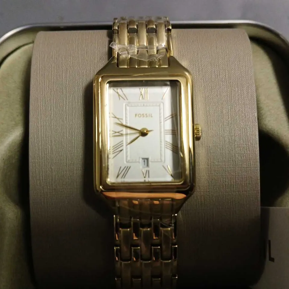 BOXED FOSSIL RECTANGULAR ALL STAINLESS STEEL LADIES WATCH