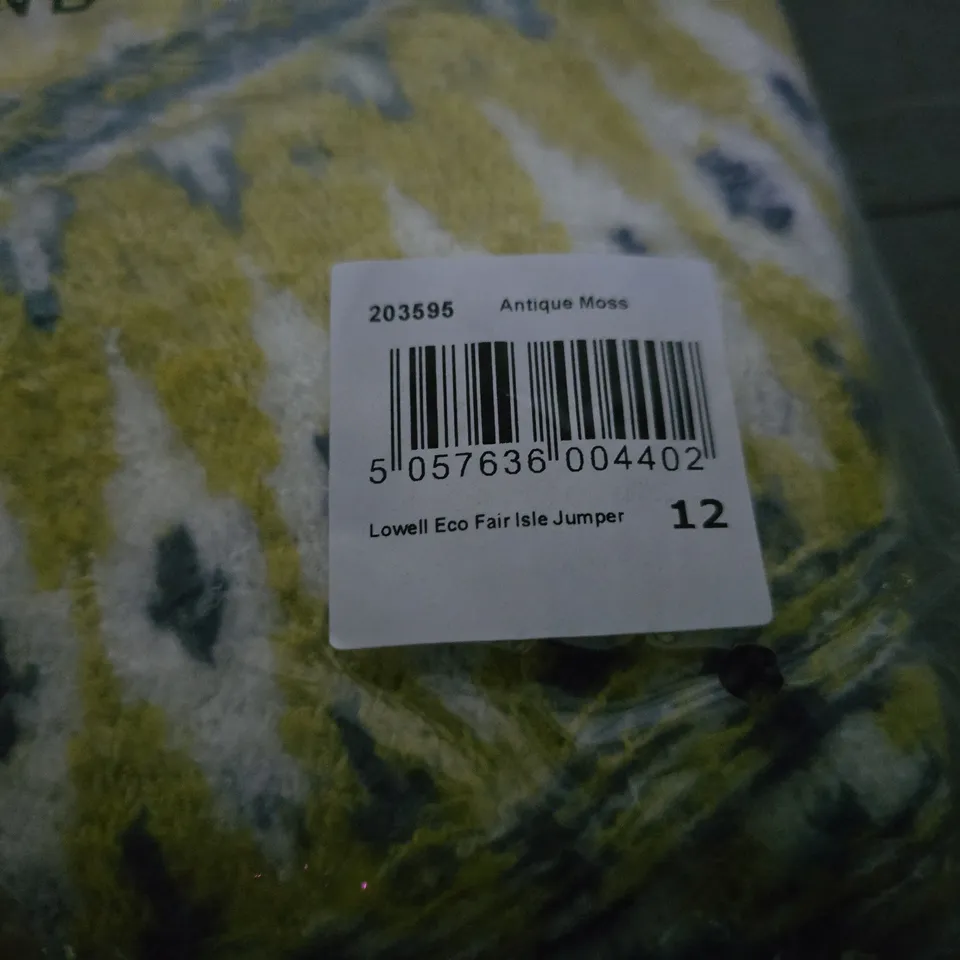 WEIRD FISH LOWELL ECO FAIR ISLE JUMPER – ANTIQUE MOSS – UK 12