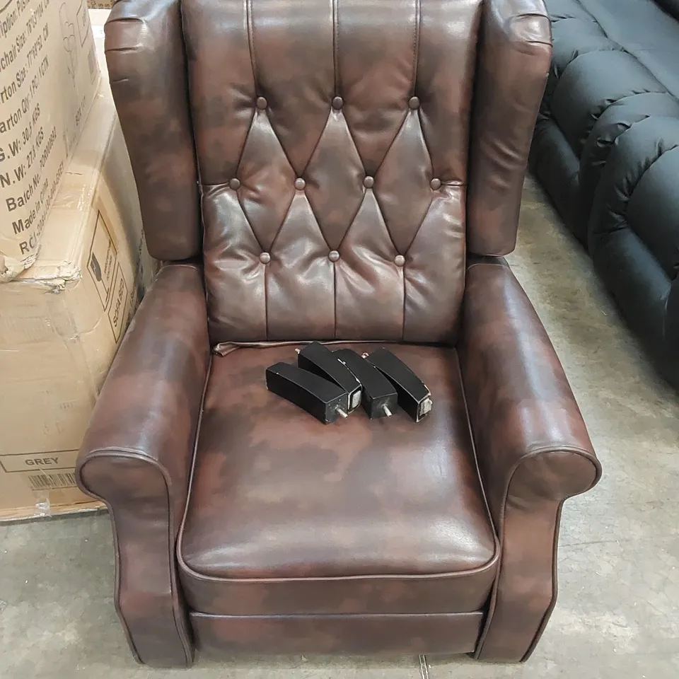 DESIGNER FAUX LEATHER BUTTON BACK RECLINER CHAIR