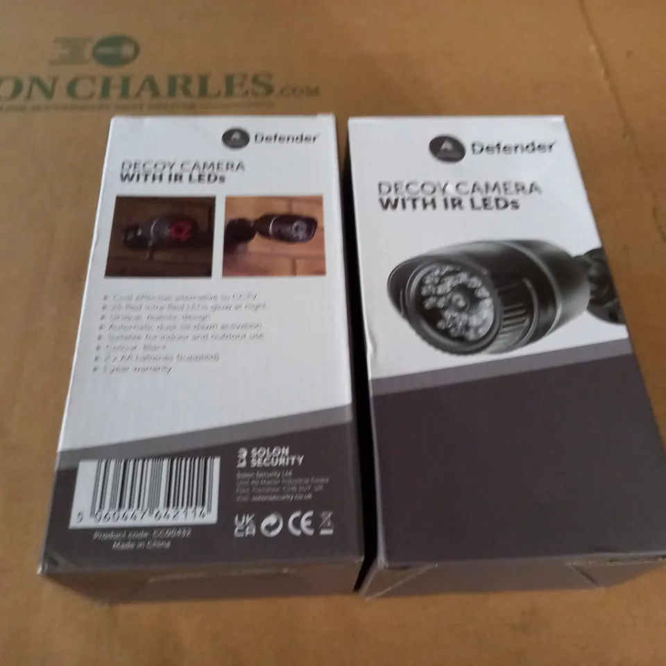 LOT OF 2 DEFENDER DECOY CAMERAS WITH IR LEDS