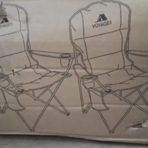 BOXED VOYAGER SET OF 2 PADDED CAMPING CHAIRS RED