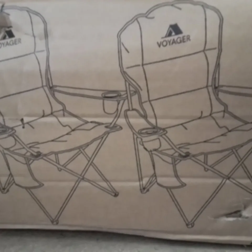 BOXED VOYAGER SET OF 2 PADDED CAMPING CHAIRS RED