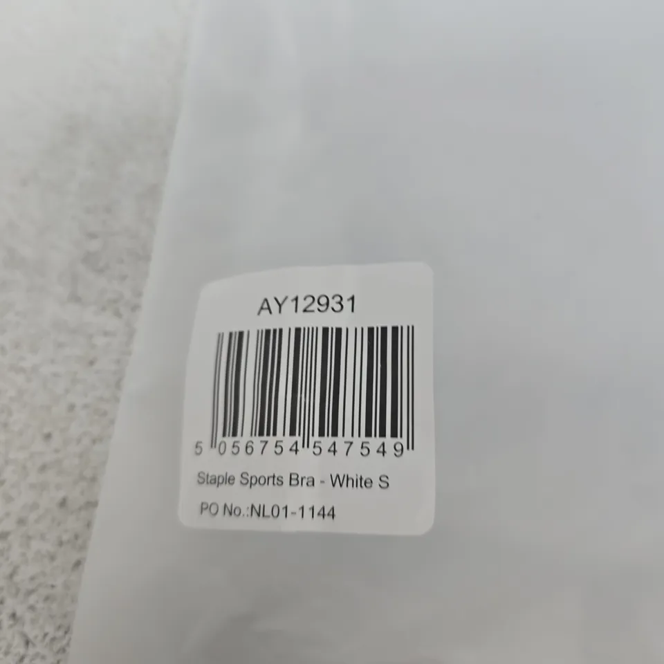 BAGGED AYBL STAPLES SPORTS BRA – WHITE, SIZE S
