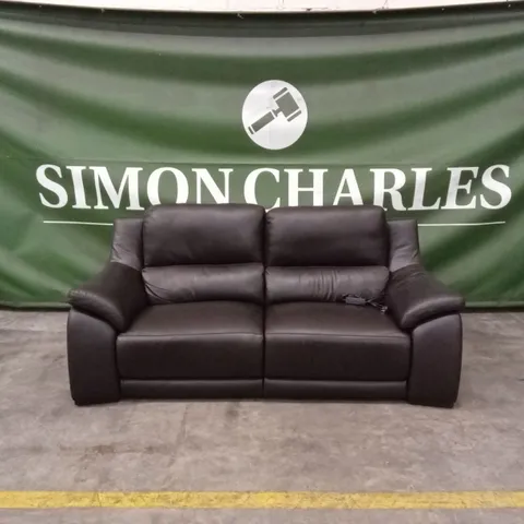 QUALITY DESIGNER ITALIAN MADE DEGANO 3 SEATER ELECTRIC RECLINER SOFA - DARK BROWN LEATHER