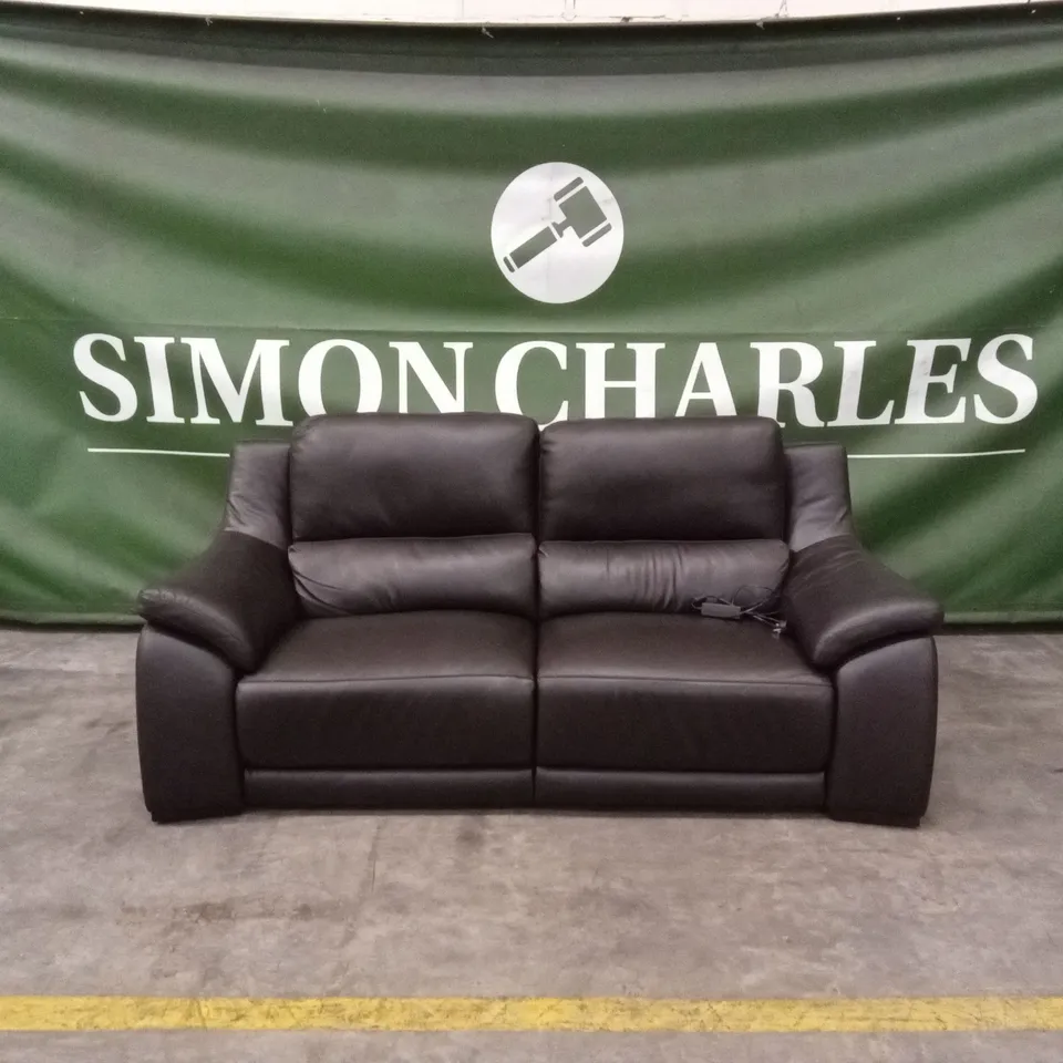 QUALITY DESIGNER ITALIAN MADE DEGANO 3 SEATER ELECTRIC RECLINER SOFA - DARK BROWN LEATHER