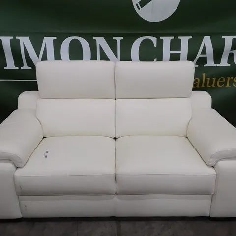 QUALITY ITALIAN DESIGNER RICCARDO 2 SEATER SOFA - WHITE LEATHER