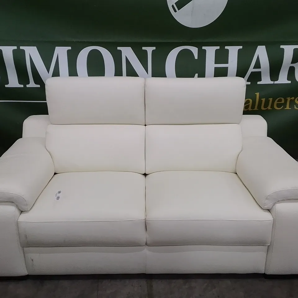 QUALITY ITALIAN DESIGNER RICCARDO 2 SEATER SOFA - WHITE LEATHER